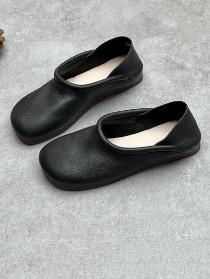 Women Casual Summer Solid Soft Leather Flat Shoes HH022