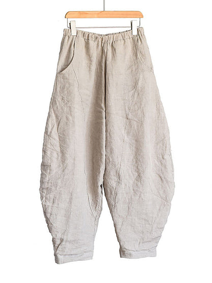 Women Summer Vintage Solid Linen Harem Pants LL029