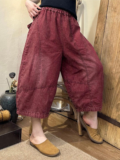 Women Summer Vintage Denim Spliced Harem Pants LL046