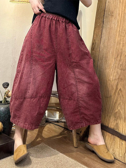 Women Summer Vintage Denim Spliced Harem Pants LL046