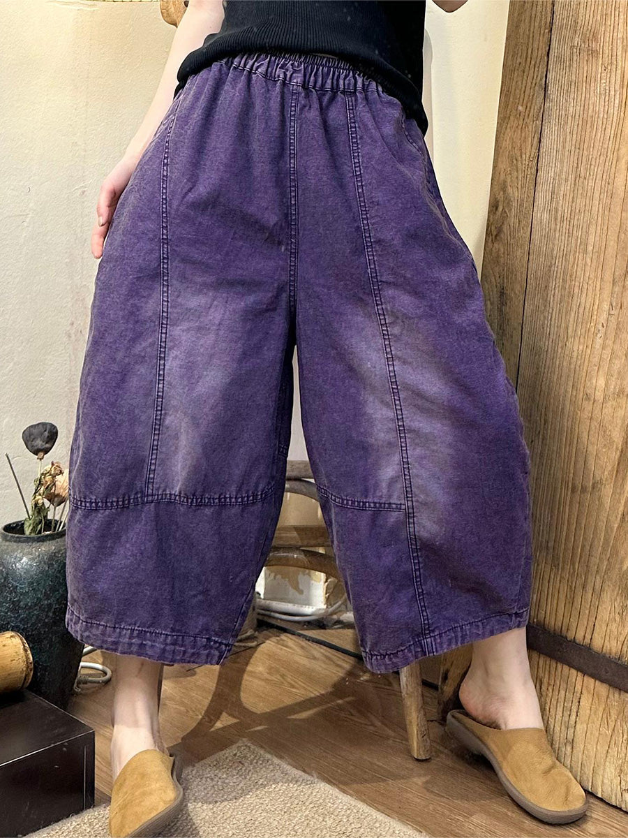 Women Summer Vintage Denim Spliced Harem Pants LL046