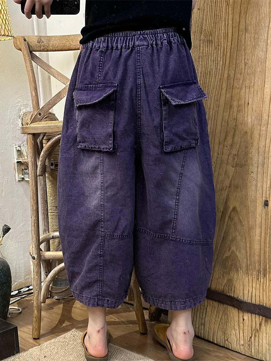 Women Summer Vintage Denim Spliced Harem Pants LL046