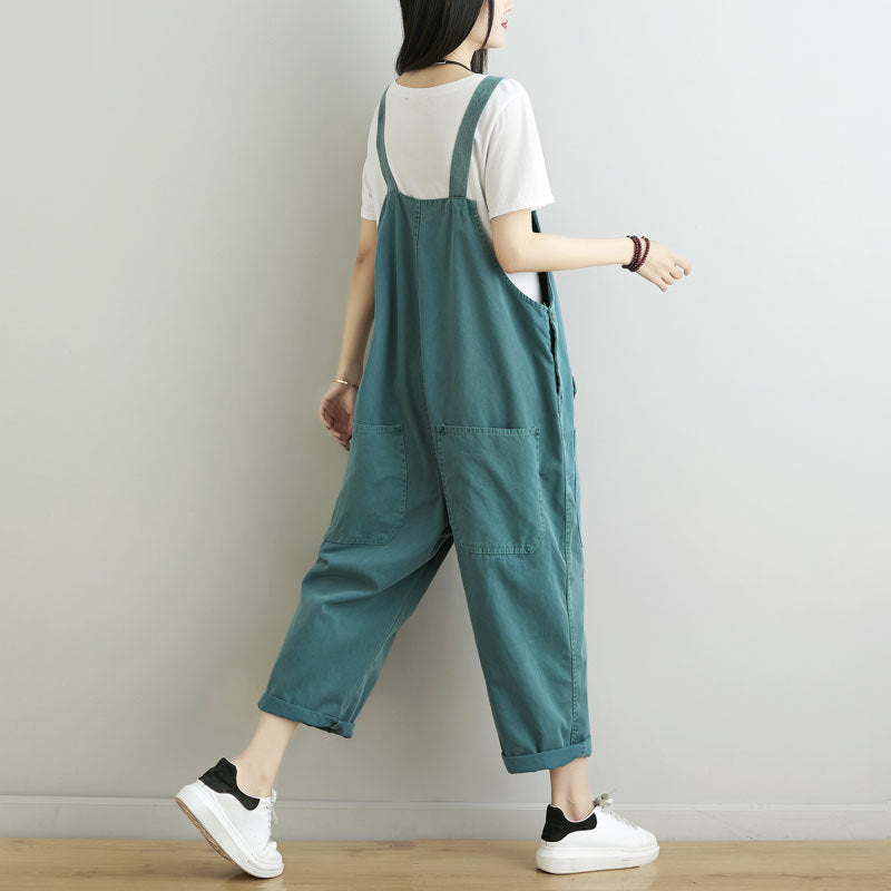 Frauen Casual Sommer Ausgefranste Solide Lose Overalls CC014