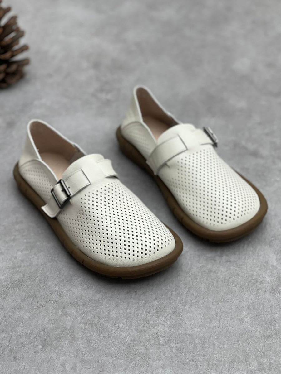 Women Summer Vintage Soft Leather Flat Shoes CC005