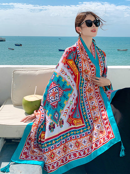 Women Summer Bohemia Print Travel Shawl Scarf CX047