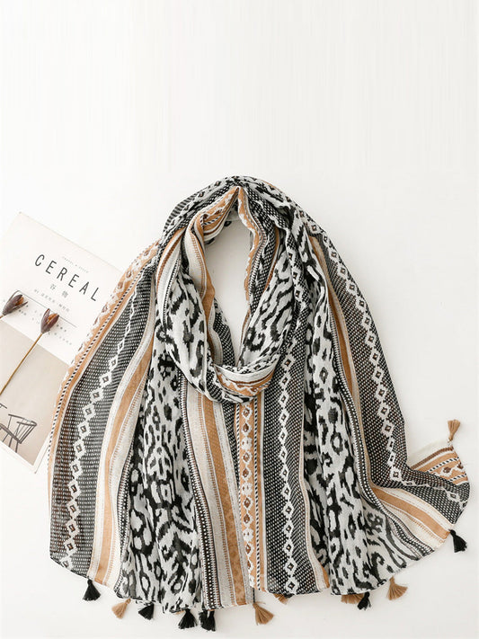 Women Ethnic Print Tassel Shawl Scarf FD058