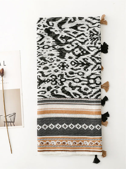 Women Ethnic Print Tassel Shawl Scarf FD058