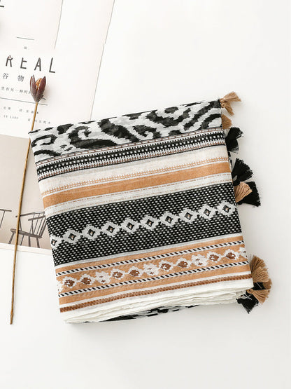 Women Ethnic Print Tassel Shawl Scarf FD058