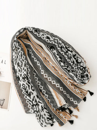 Women Ethnic Print Tassel Shawl Scarf FD058