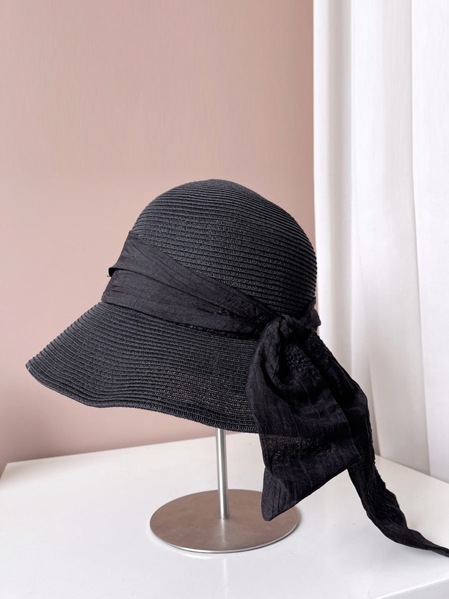 Women Summer Artsy Jacquard Ribbon Sunproof Hat FD030