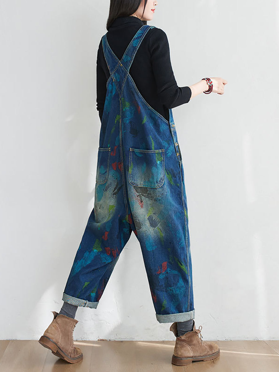 Women Summer Casual Watercolour Denim Jumpsuits AT1055