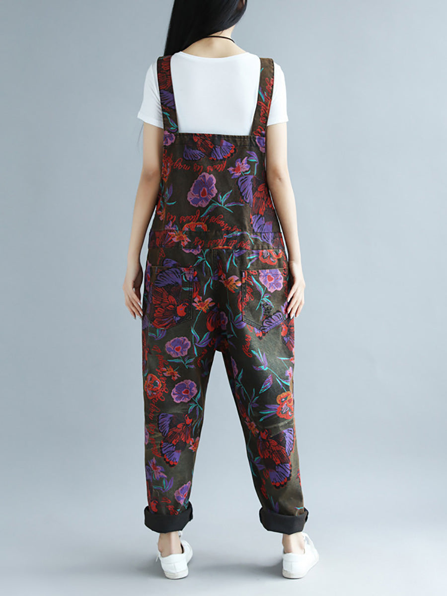 Women Summer Artsy Flower Pocket Loose Jumpsuits AI1009