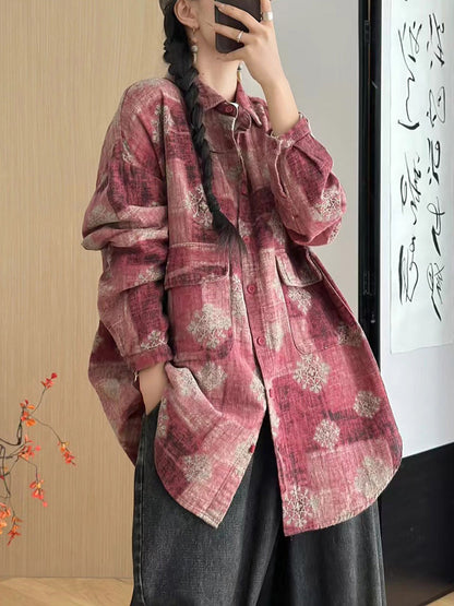 Women Autumn Snowflake Colorblock Cotton Jacket AH1057