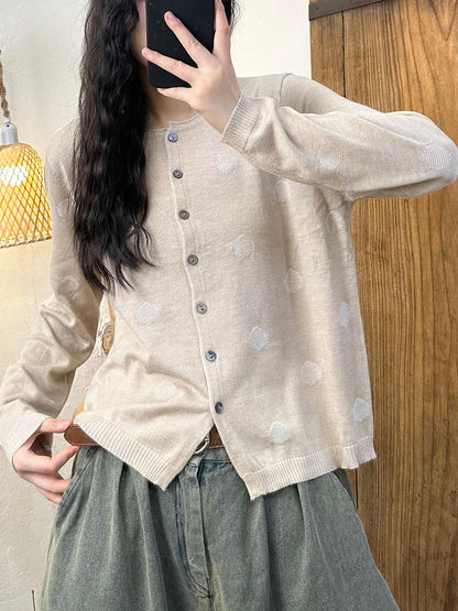 Women Autumn Casual Wool Dot Knit Blouse AK1033