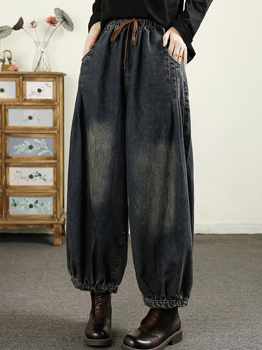 Women Autumn Vintage Denim Loose Harem Pants AK1043