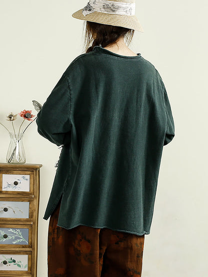 Women Casual Autumn Patchwork O-Neck Cotton Sweatshirt AX1041