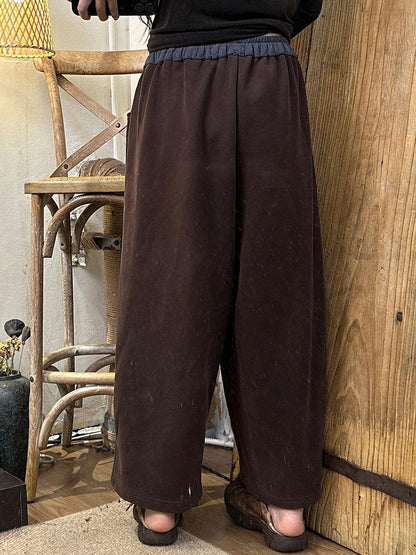 Women Autumn Casual Colorblock Cotton Loose Pants AV1006