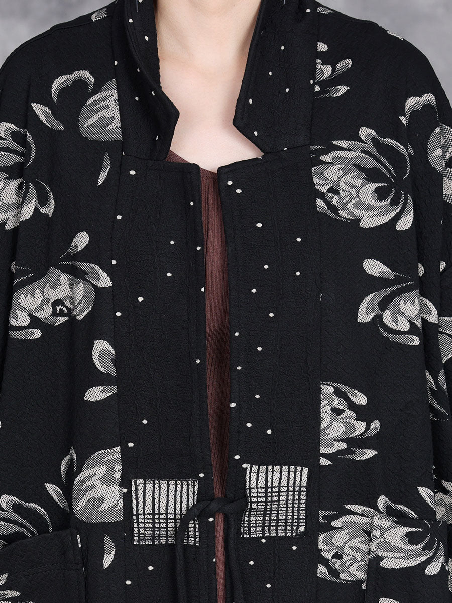 Cardigan ample à bretelles et fleurs pour femme, style artistique, automne, AV1047 