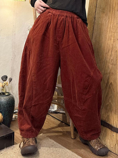 Women Autumn Retro Corduroy Solid Harem Pants BA1005