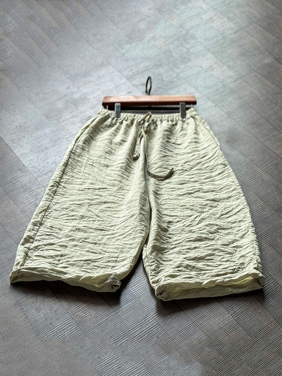 Ramie Solid Wide-leg Women Pants Loose Vintage Autumn