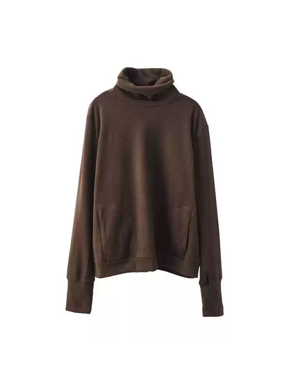 Women Autumn Solid Warm Turtleneck Shirt QN026