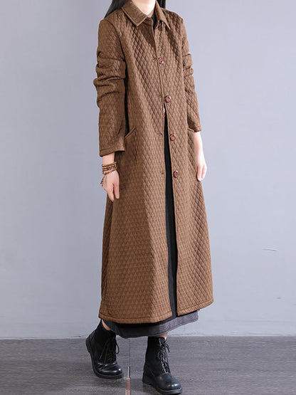 Women Winter Retro Warm Fleece-lined Long Coat QM023