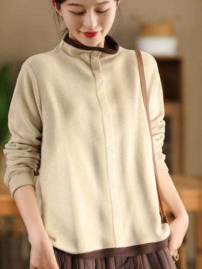 Women Winter Casual Colorblock Half-Turtleneck Sweatshirt WU015