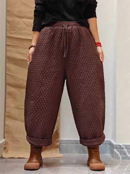 Women Winter Casual Solid Padded Harem Pants WU026