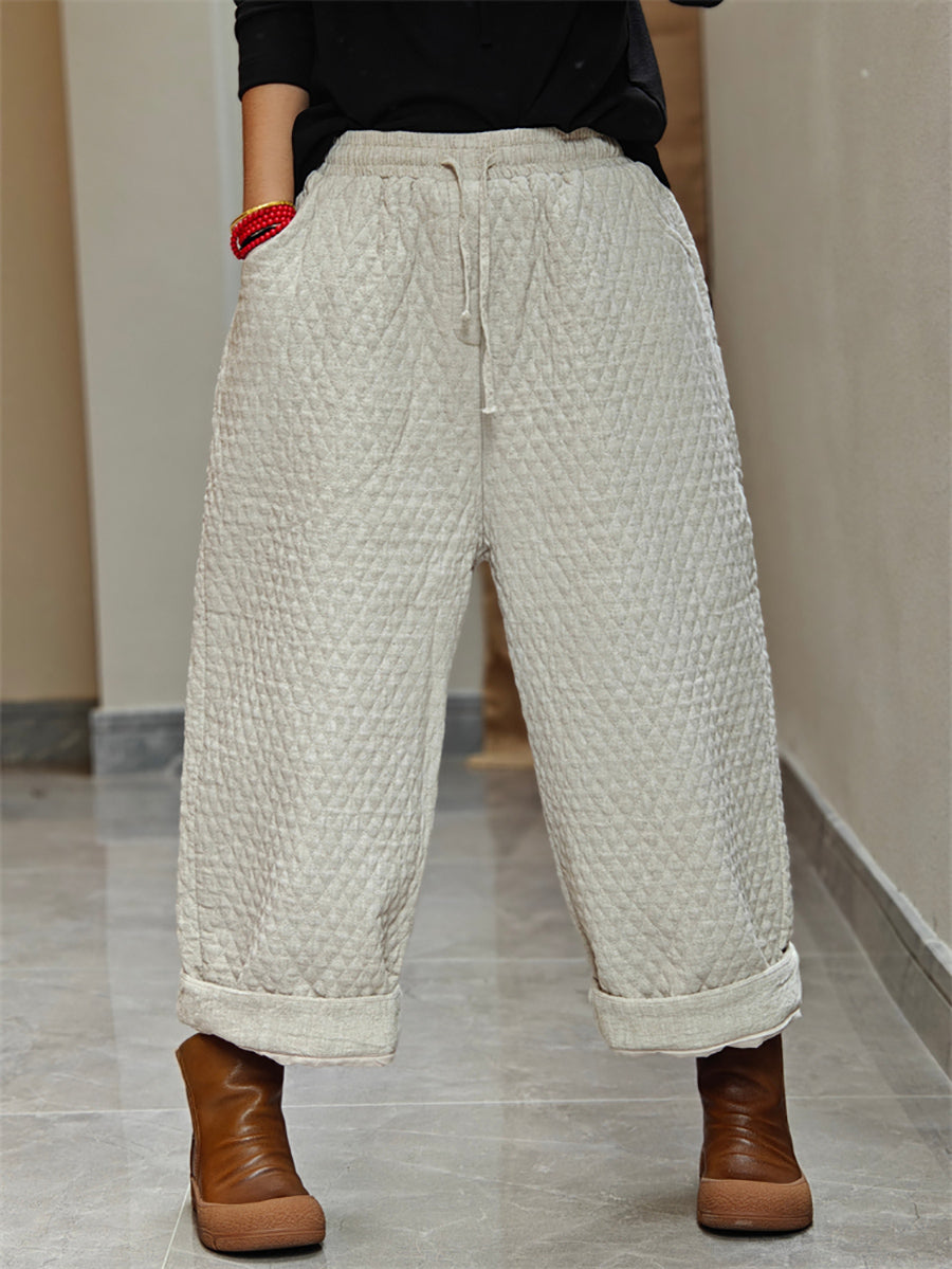 Women Winter Casual Solid Padded Harem Pants WU026