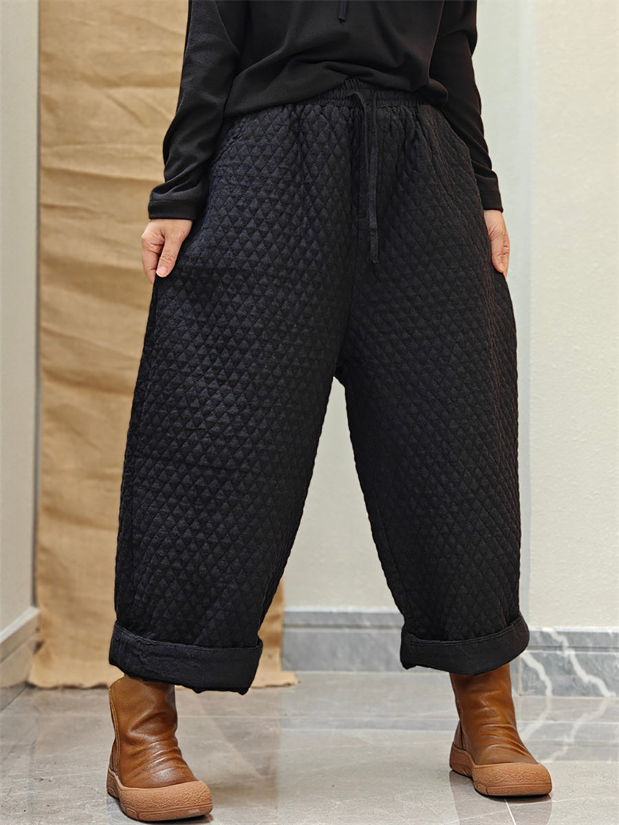 Women Winter Casual Solid Padded Harem Pants WU026