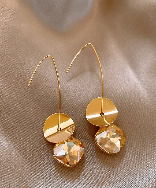 Sequins Zircon Gold Copper Drop Earrings 2025 Alloy