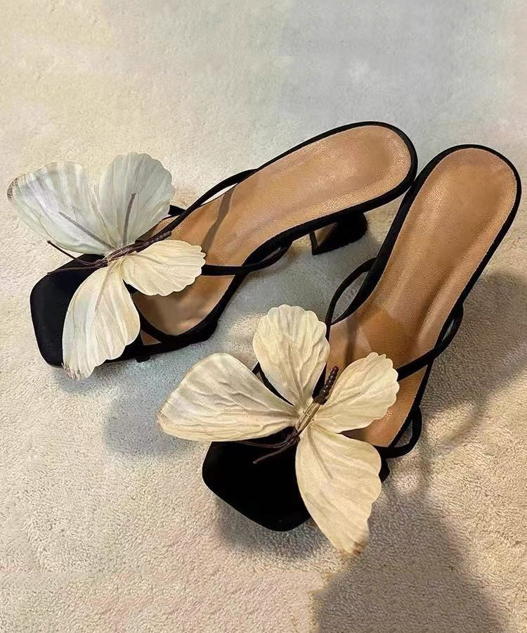 High Bow 2025 Sandals Square Slide Toe Heels Flower New