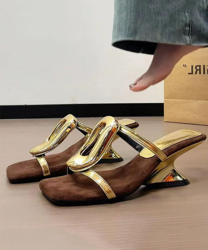 Wedge Gold Slide French Heel 2025 Style Sandals New
