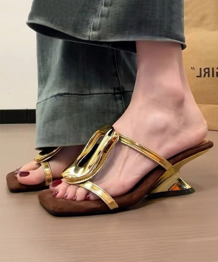Wedge Gold Slide French Heel 2025 Style Sandals New