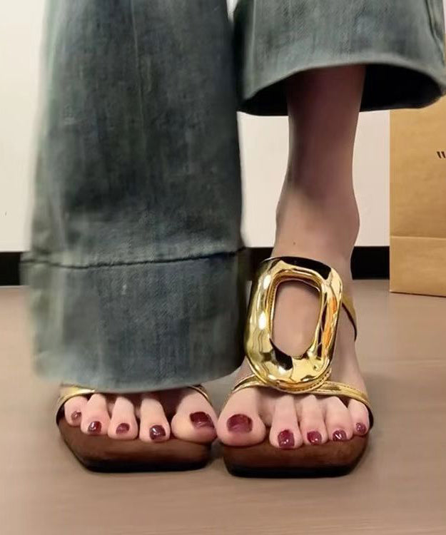 Wedge Gold Slide French Heel 2025 Style Sandals New