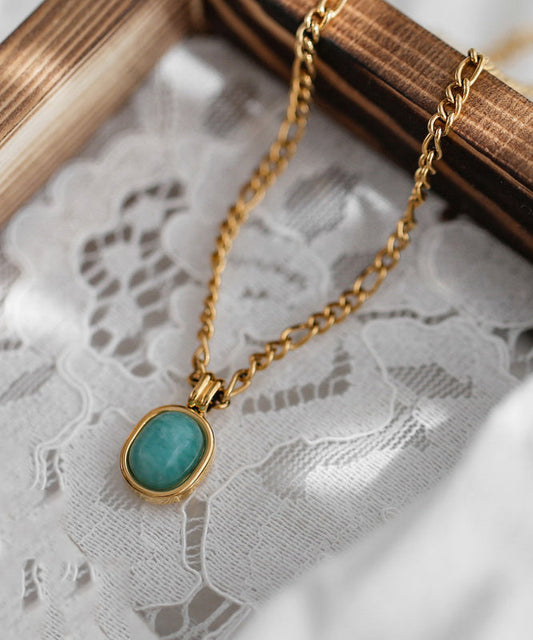 Overgild Pendant Stone Stainless 2025 Gem Gold New Necklace Steel