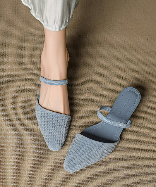 Splicing High Sandals Blue Suede Slide 2025 Heel