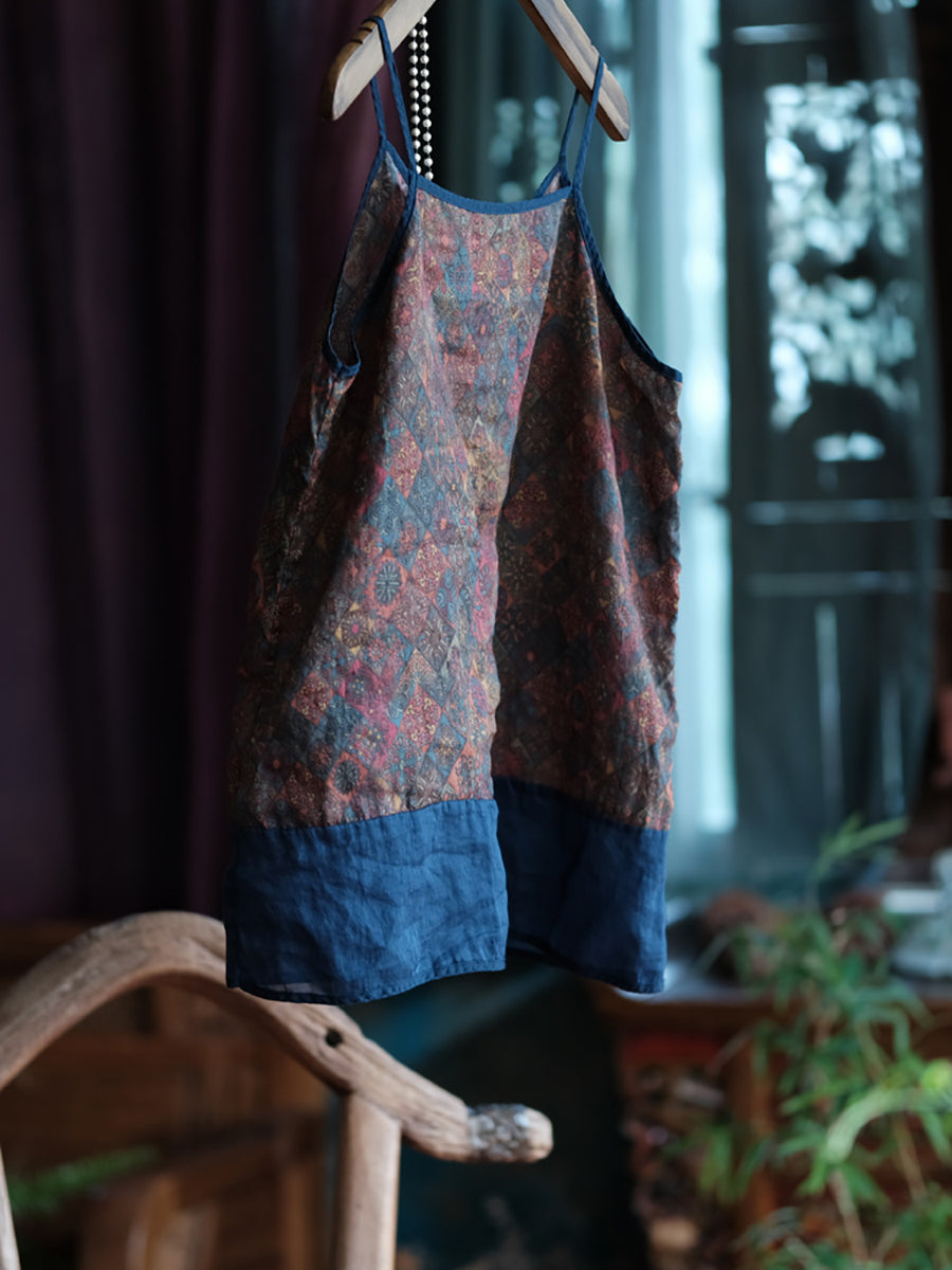 Gilet d'été à col en V, motif floral, 100 % coton, style vintage, pour femme