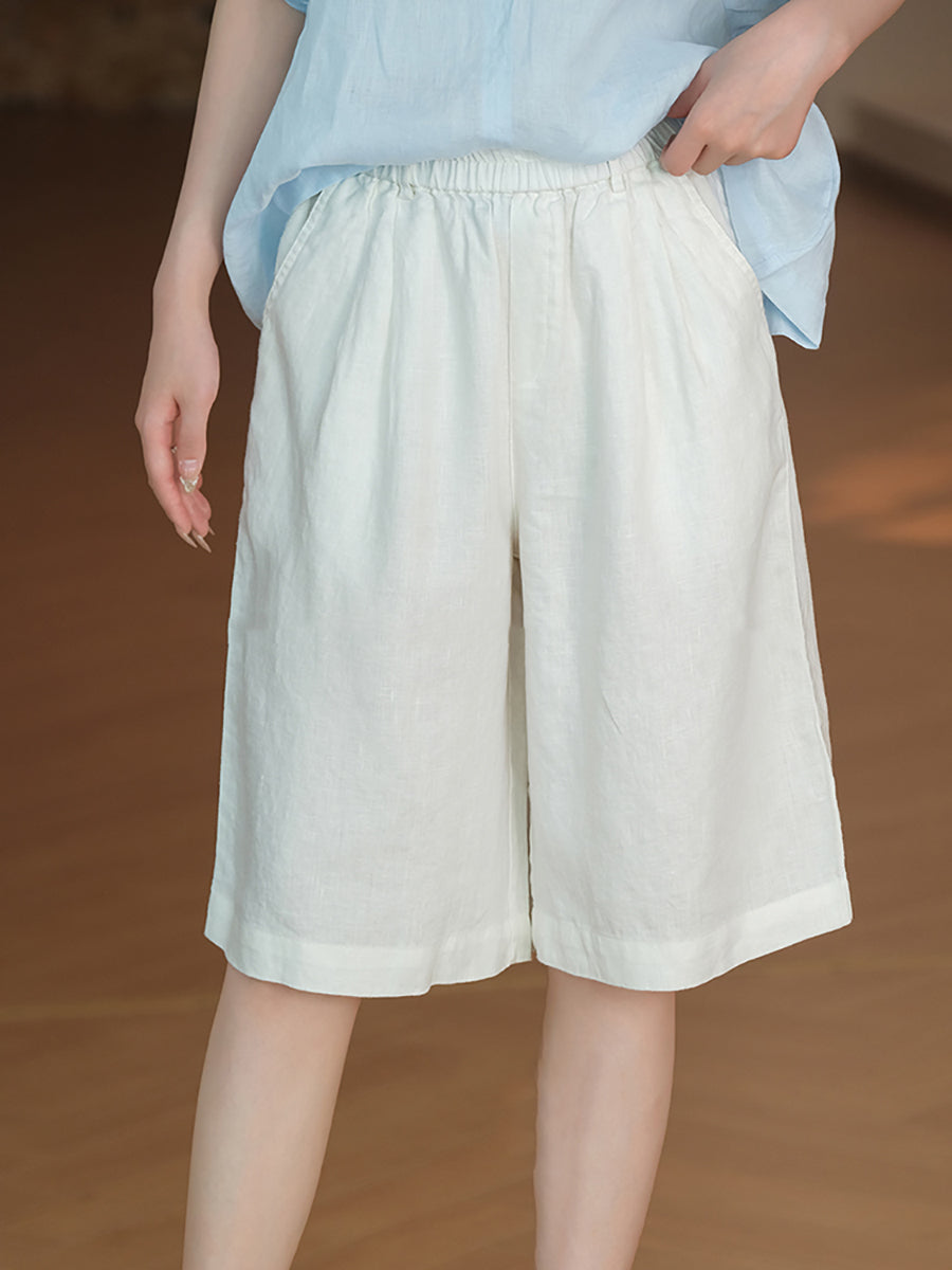 Damen Casual Color 100% Leinen Pure Fifth Summer Pants