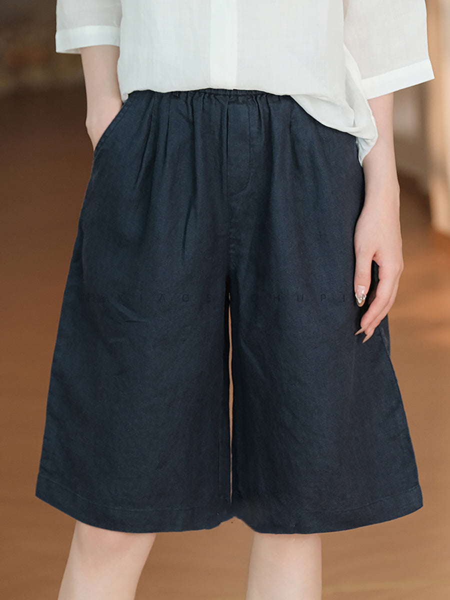 Damen Casual Color 100% Leinen Pure Fifth Summer Pants