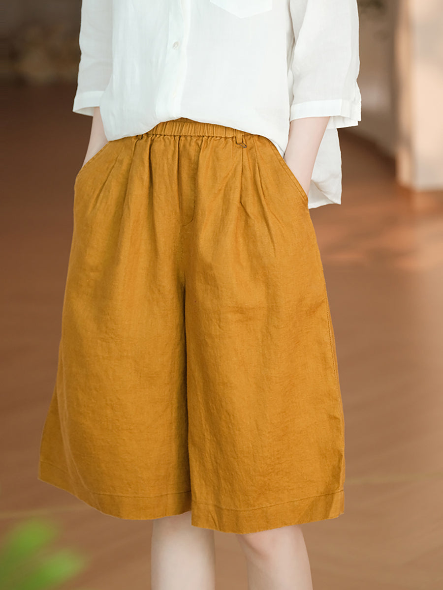 Damen Casual Color 100% Leinen Pure Fifth Summer Pants