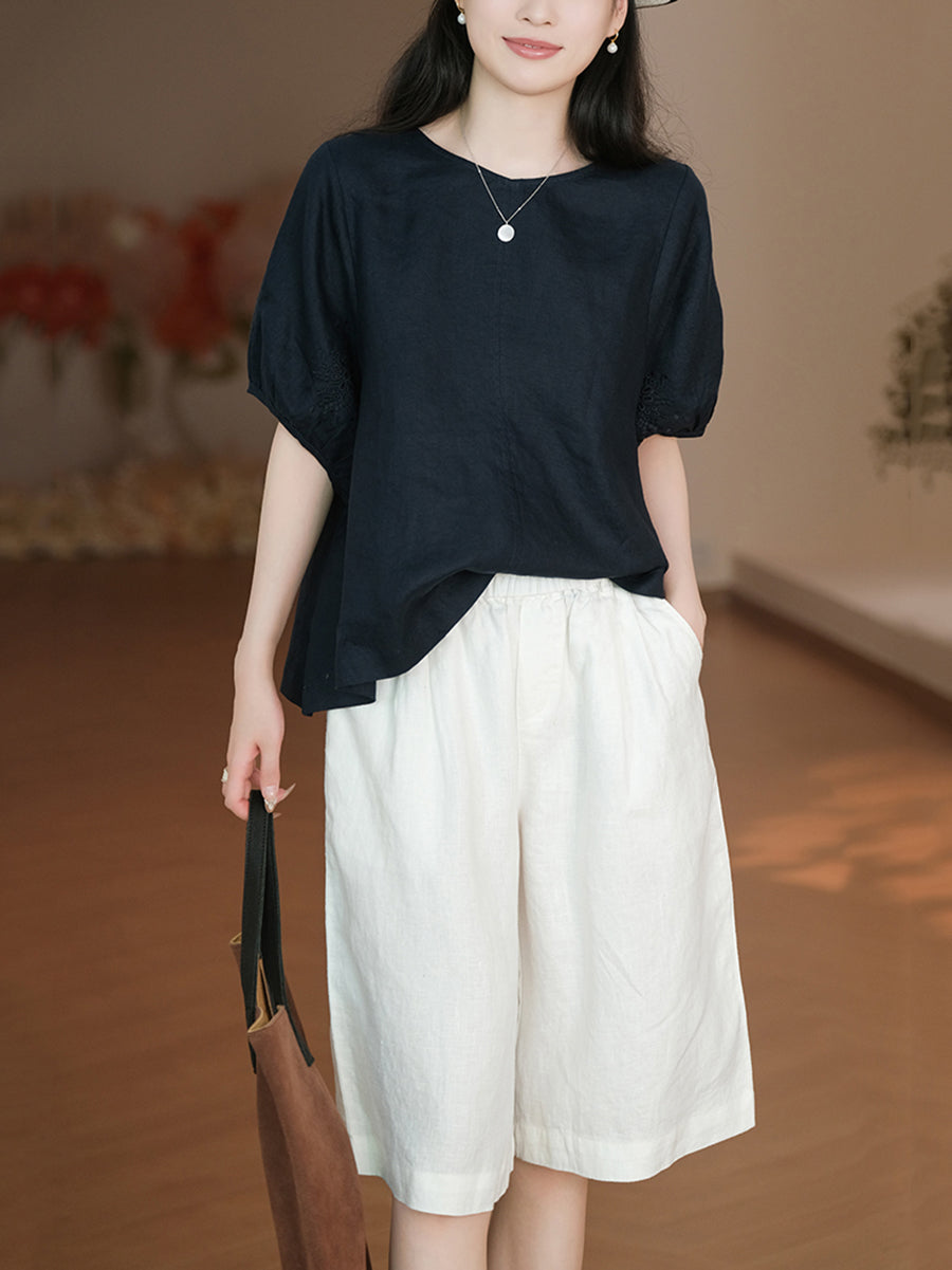Damen Casual Color 100% Leinen Pure Fifth Summer Pants
