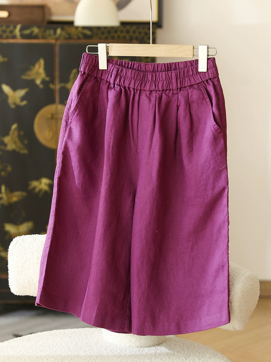 Damen Casual Color 100% Leinen Pure Fifth Summer Pants