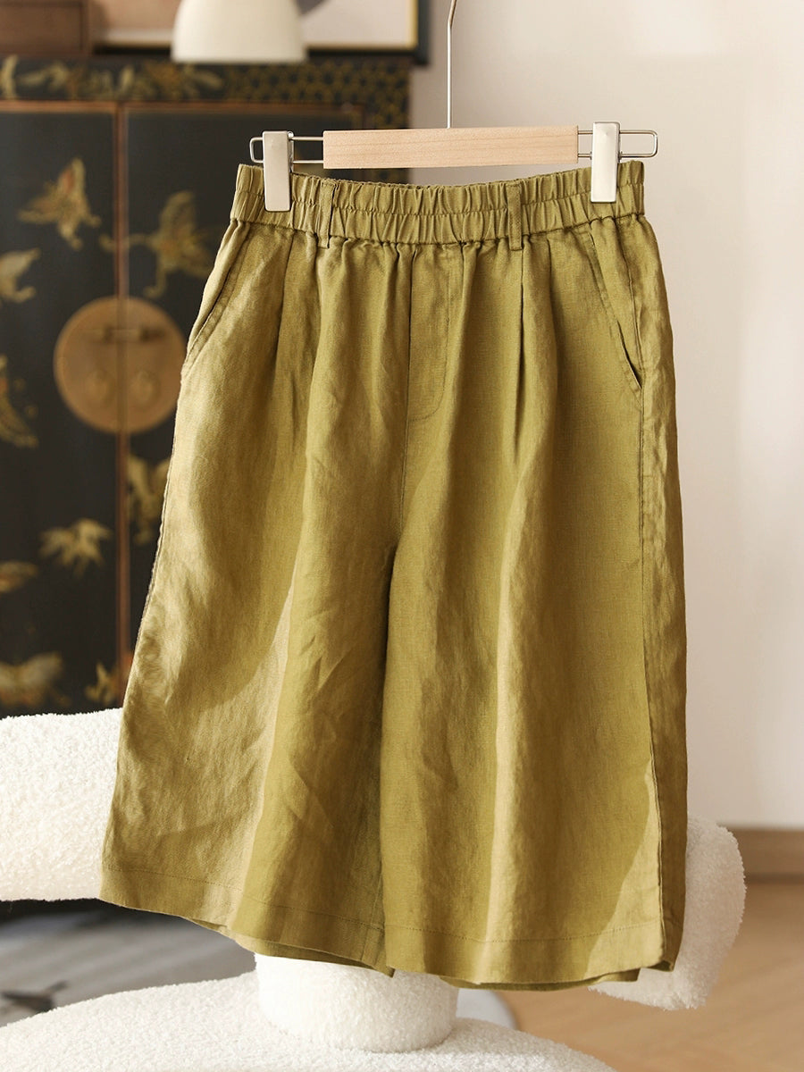 Damen Casual Color 100% Leinen Pure Fifth Summer Pants