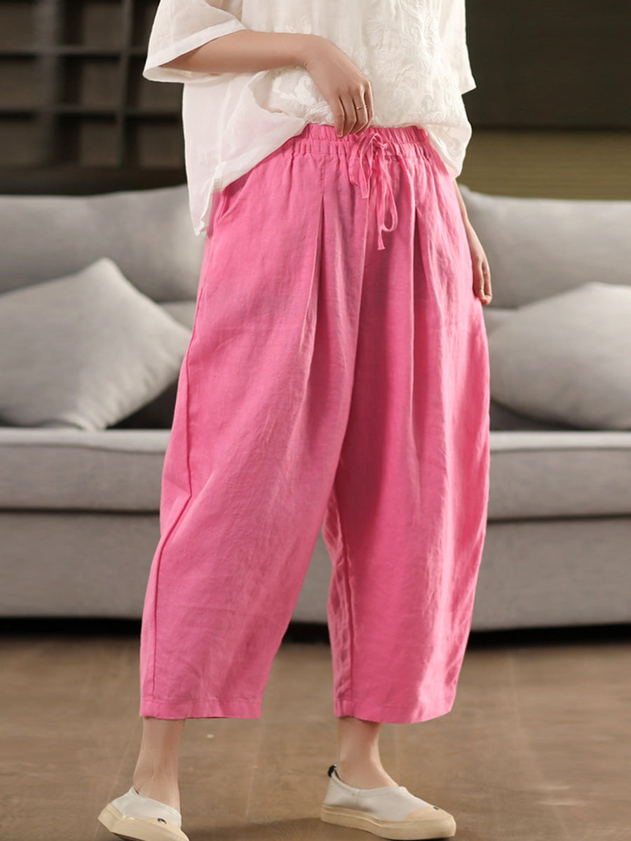 Haremshose Sommer 100% Leinen Farbe Reine Damen