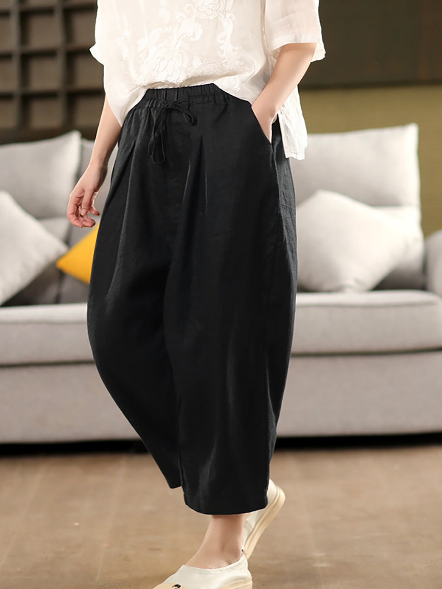 Haremshose Sommer 100% Leinen Farbe Reine Damen