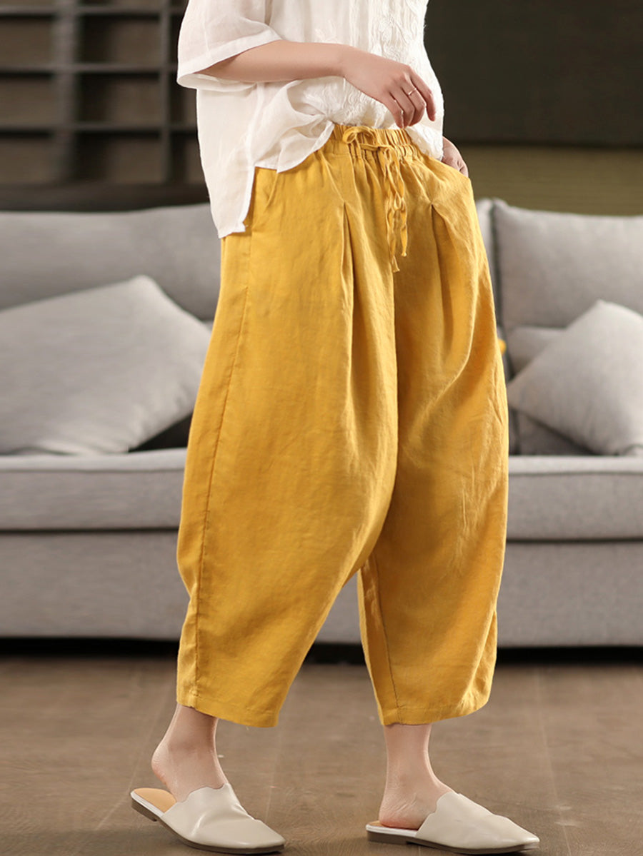 Haremshose Sommer 100% Leinen Farbe Reine Damen