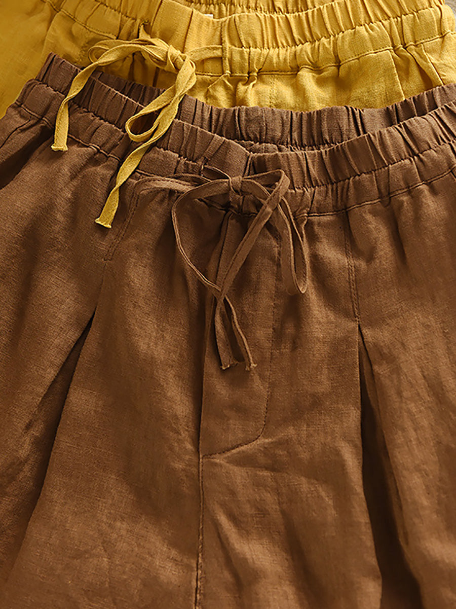 Haremshose Sommer 100% Leinen Farbe Reine Damen