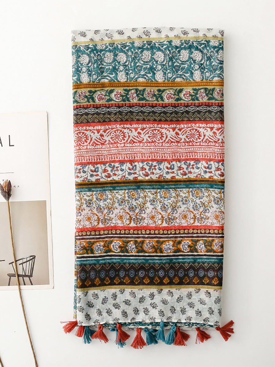 Châle et écharpe bohème pour femme avec pompon floral