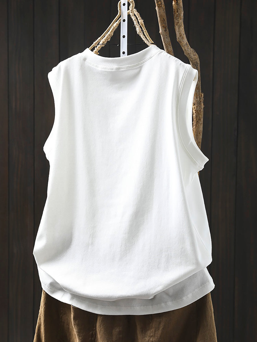 Chemise femme 100 % coton pur col rond couleur été décontracté 
